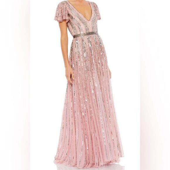 Mac Duggal Maxi beaded sequin dress NWT Size 16 - Picture 1 of 11